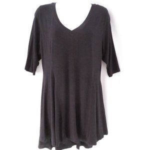 Soft Surroundings Black Tunic Shirt Cover Up Mini Dress Size Medium Spandex